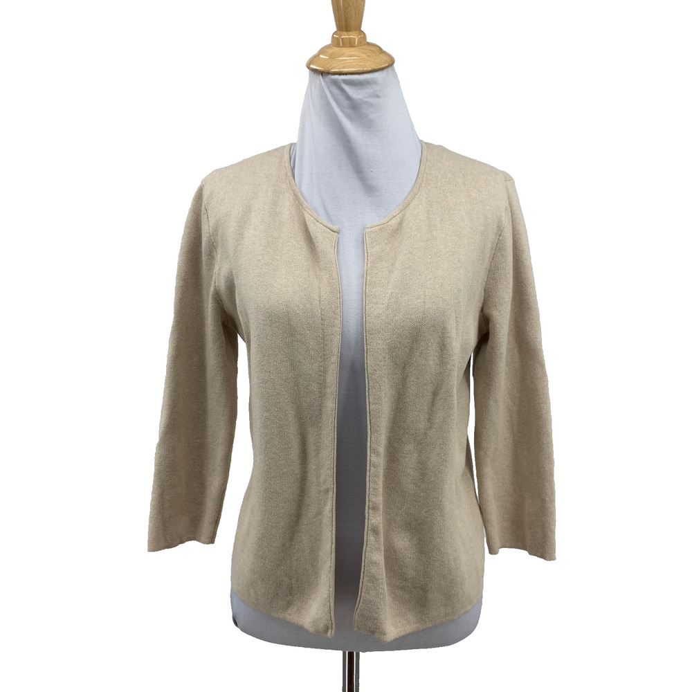 J McLaughlin Cardigan Women XS Extra Small Beige Open Front Cashmere Blend Knit